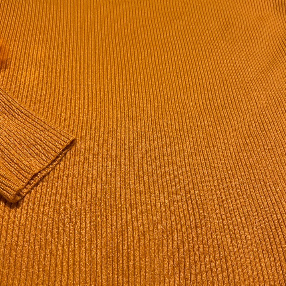 Sioni Milano Sweater Puffed Sheer Sequenced Sleeves Med Ribbed Knit Stretch NWT - Picture 9 of 13